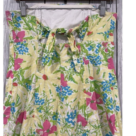 Lilly Pulitzer Strapless Franco Floral Mini Dress Cutout Back Tie Garden Party 6 - Picture 8 of 13